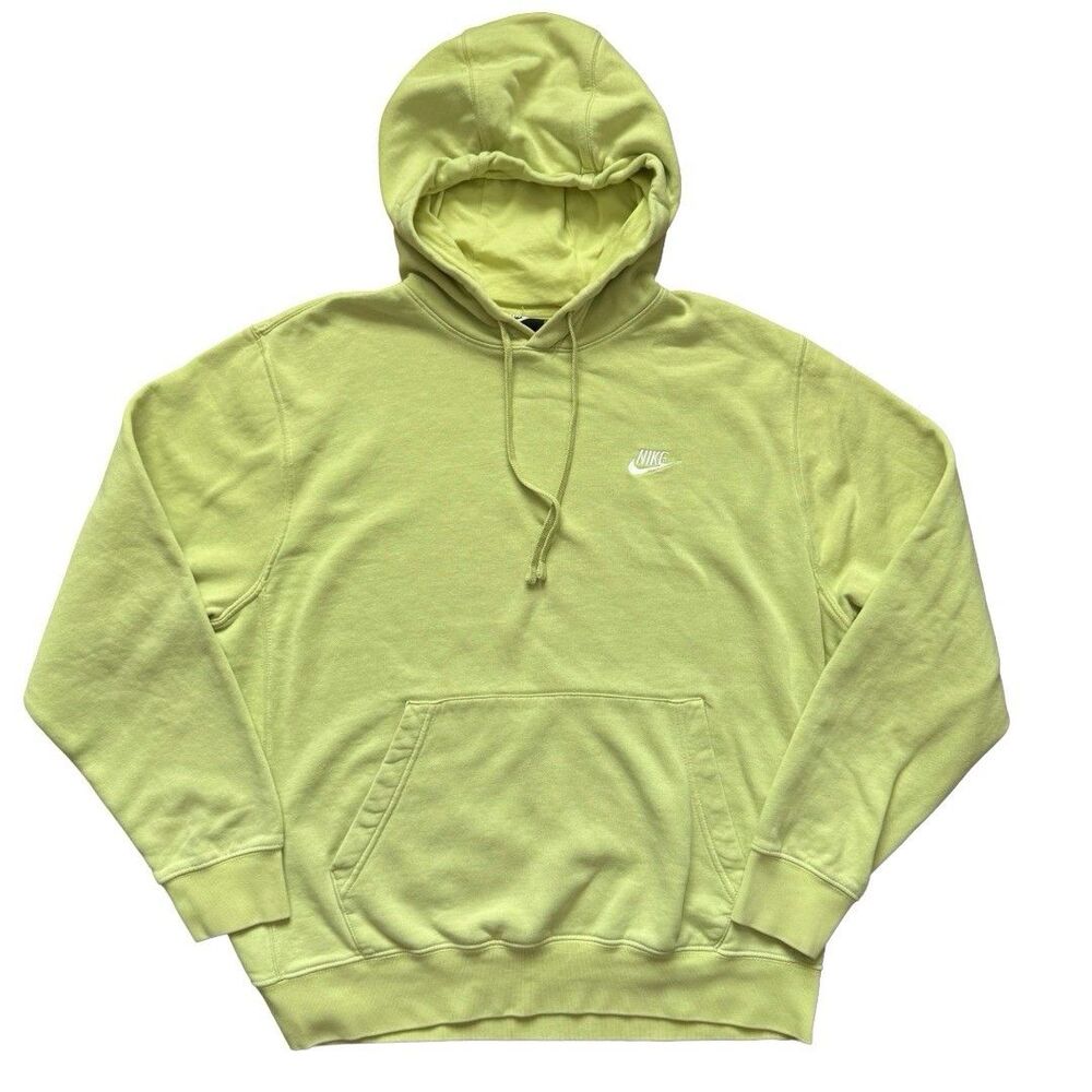 Nike Sportswear Embroidered Swoosh Pullover Mens Size L Lime Green Hoodie